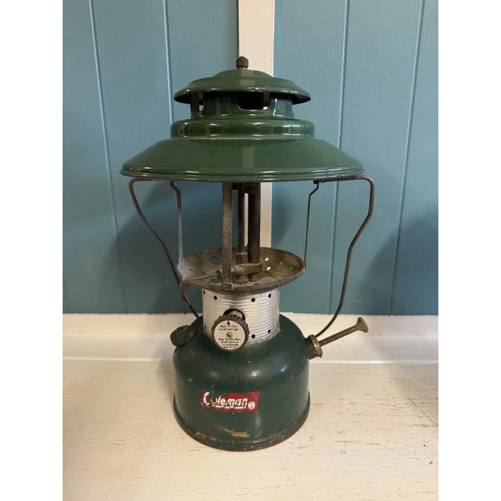 Vintage Coleman 228F Big Hat Lantern Forest Green June 1963 Wichita Kansas USA
